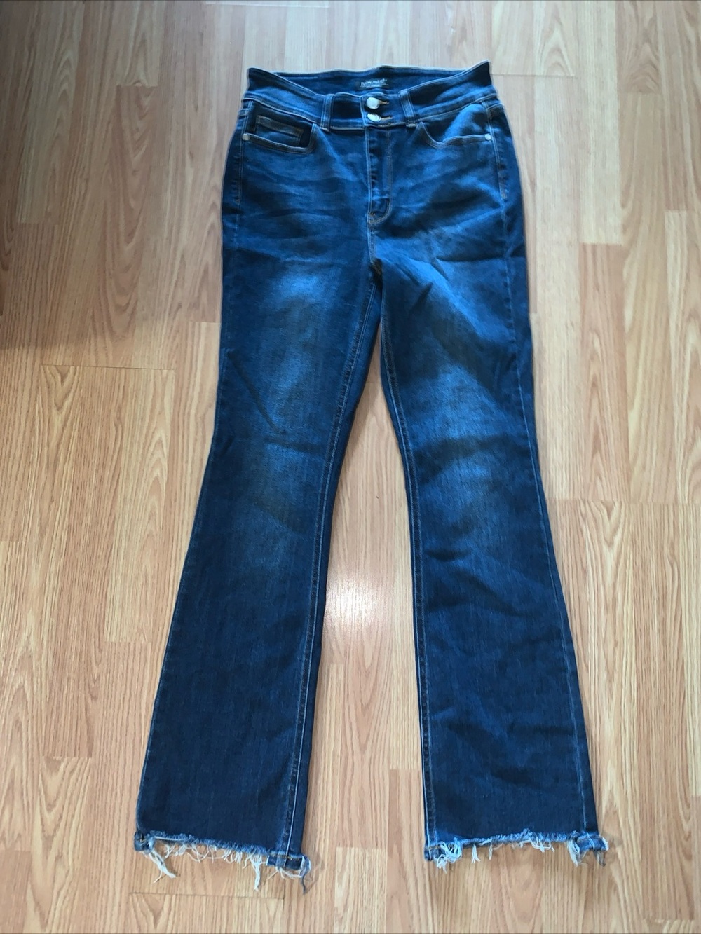 Judy Blue Dark Blue Boot Cut Jeans with Frayed Hem